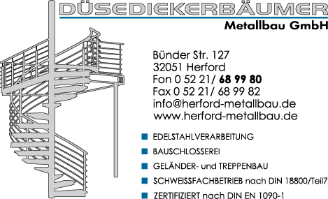 Düsediekerbäumer Metallbau GmbH – zertifiziert nach DIN EN 1090-1